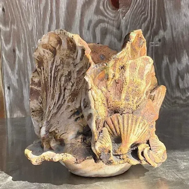 Vintage Boho Coastal Studio Pottery Vase — additional photo 4
