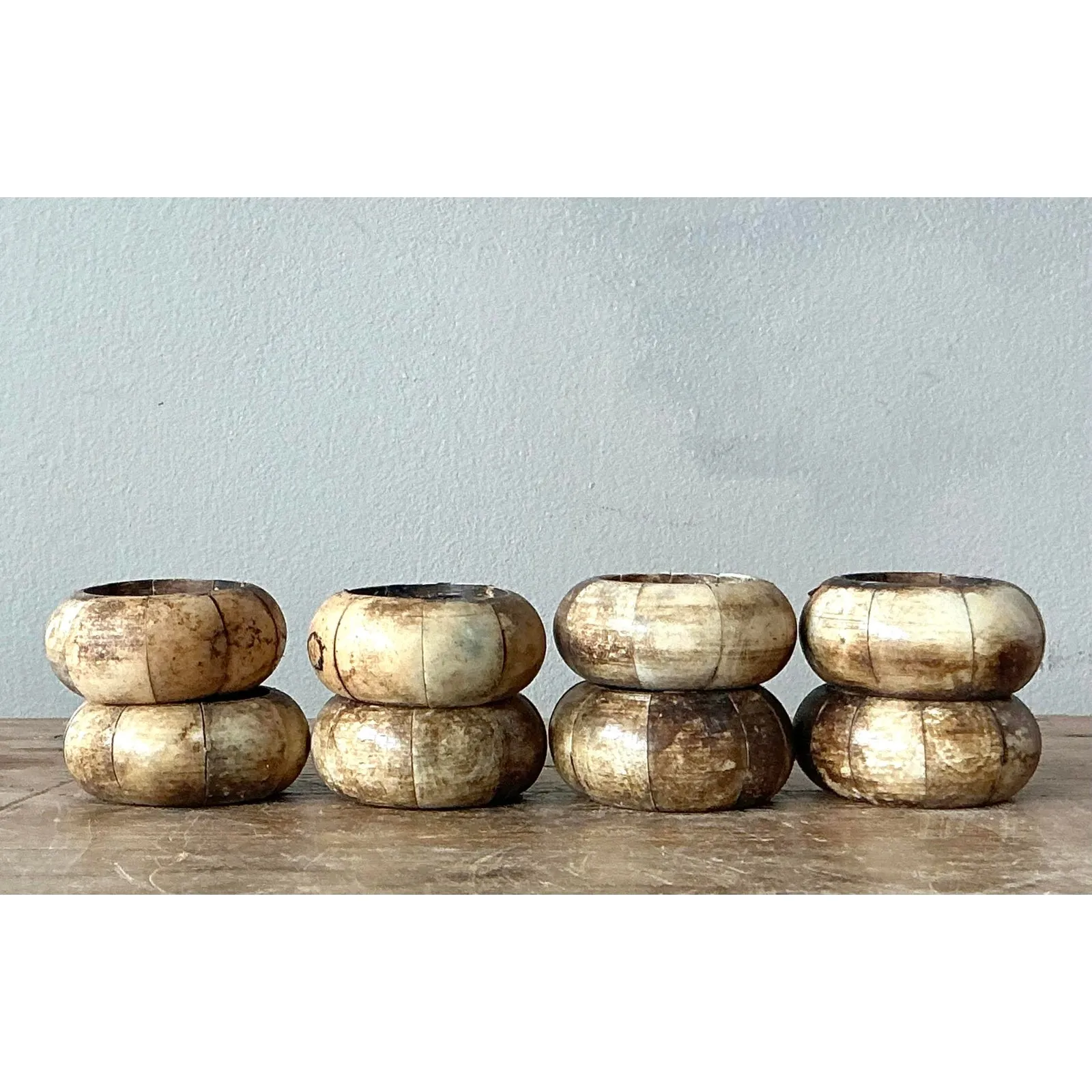 Vintage Boho Coconut Shell Napkin Rings - Set of 8 — additional photo 1