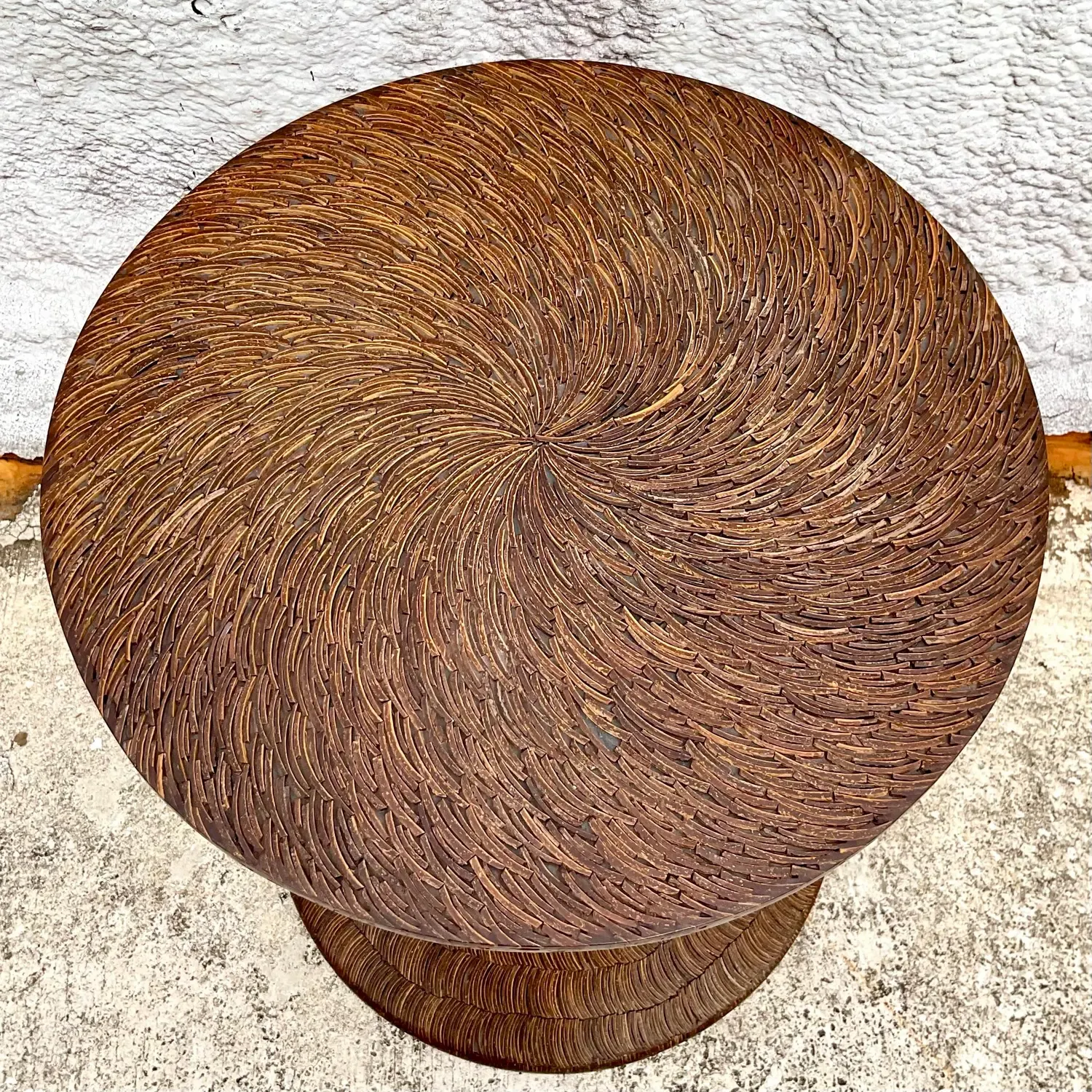 Vintage Boho Coconut Shell Pedestal Dining Table — additional photo 4