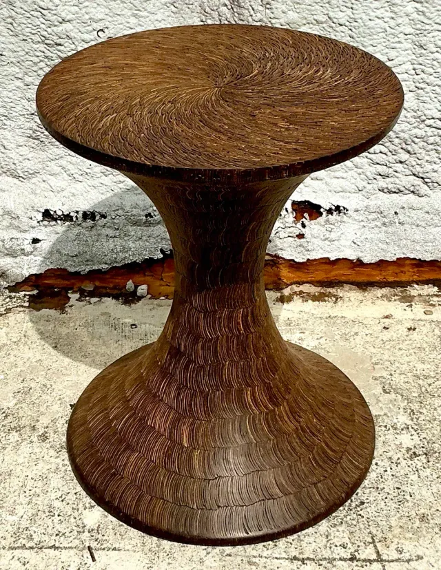 Vintage Boho Coconut Shell Pedestal Dining Table — additional photo 6