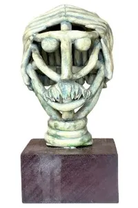 Vintage Boho Coiled Clay Bust Of Man — additional photo 1