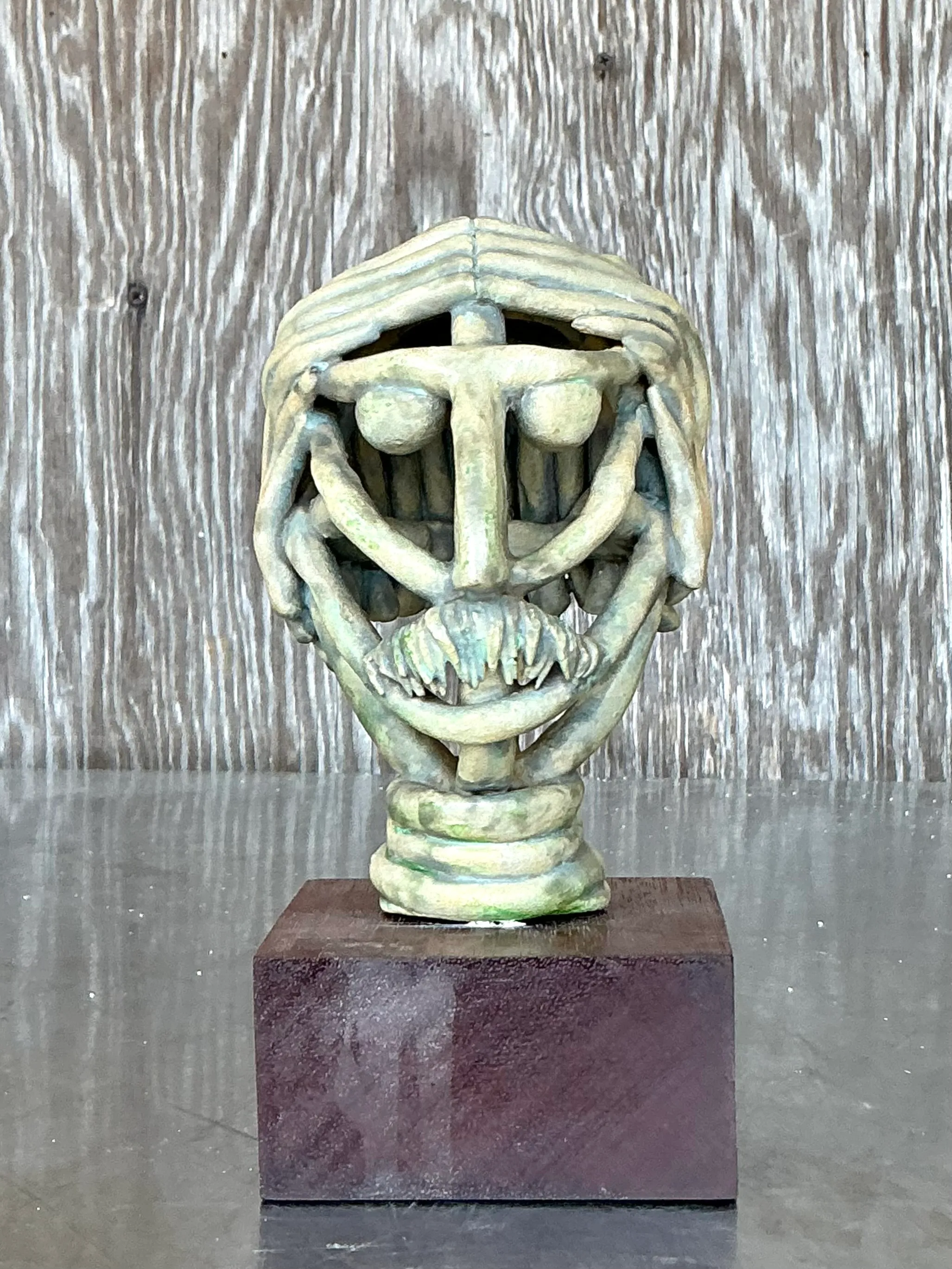 Vintage Boho Coiled Clay Bust Of Man — additional photo 2