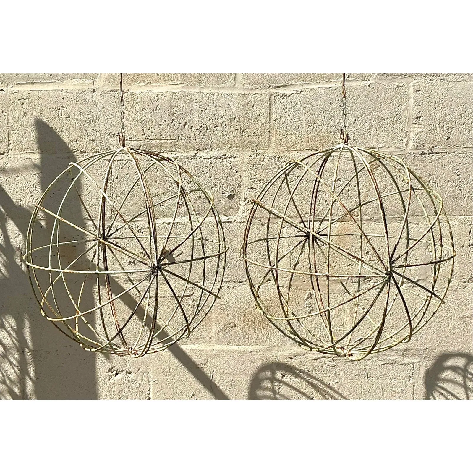 Vintage Boho Distressed Iron Sphere - A Pair — additional photo 3