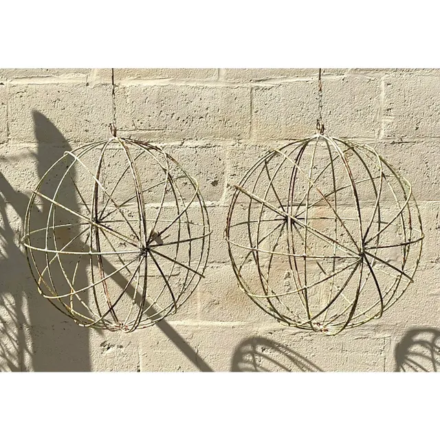 Vintage Boho Distressed Iron Sphere - A Pair — additional photo 3