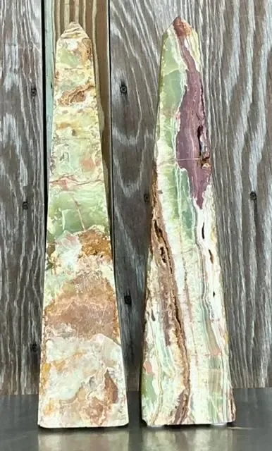 Vintage Boho Distressed Opal Obelisks - a Pair — additional photo 2