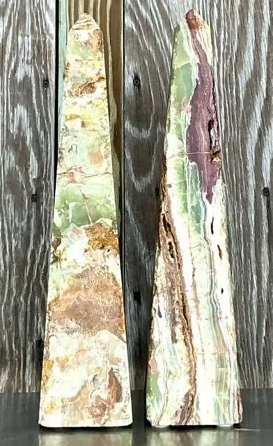Vintage Boho Distressed Opal Obelisks - a Pair — additional photo 3