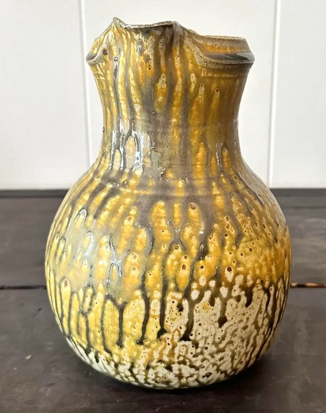 Vintage Boho Double Glaze Studio Pottery Pitcher — additional photo 1