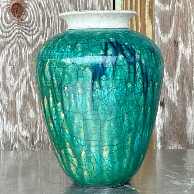 Vintage Boho Drip Glaze Studio Pottery Vase — additional photo 2