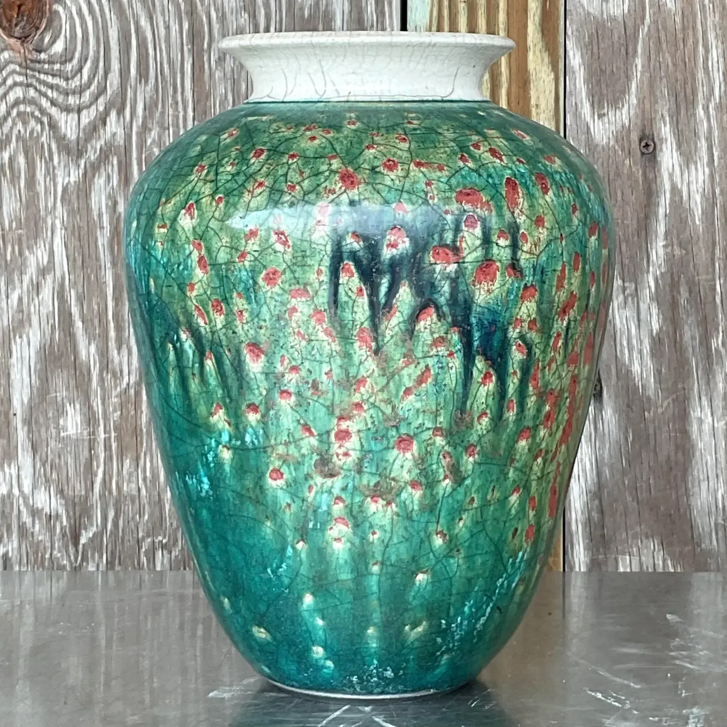 Vintage Boho Drip Glaze Studio Pottery Vase — additional photo 4