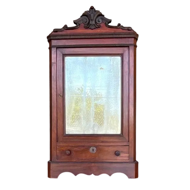 Vintage Boho Eastlake Mirrored TableTop Cabinet