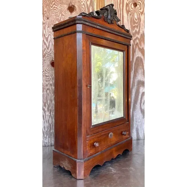Vintage Boho Eastlake Mirrored TableTop Cabinet — additional photo 1