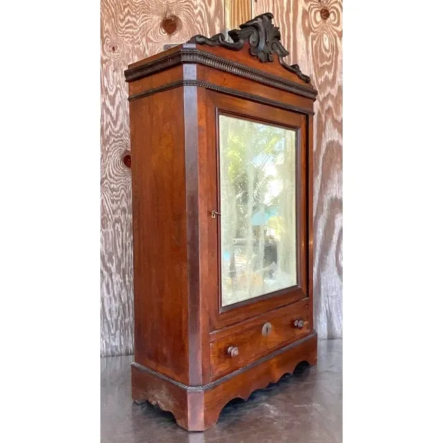 Vintage Boho Eastlake Mirrored TableTop Cabinet — additional photo 3