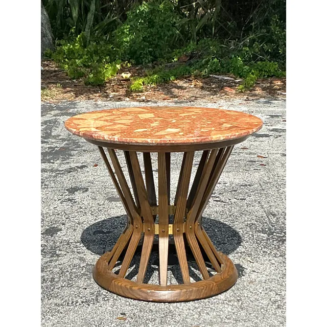 Vintage Boho Edward Wormley for Dunbar Terrazzo Top Side Table — additional photo 3