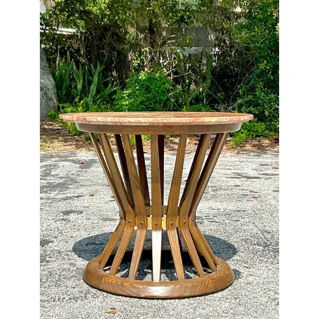 Vintage Boho Edward Wormley for Dunbar Terrazzo Top Side Table — additional photo 4