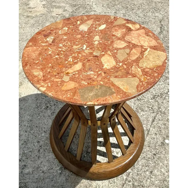 Vintage Boho Edward Wormley for Dunbar Terrazzo Top Side Table — additional photo 5