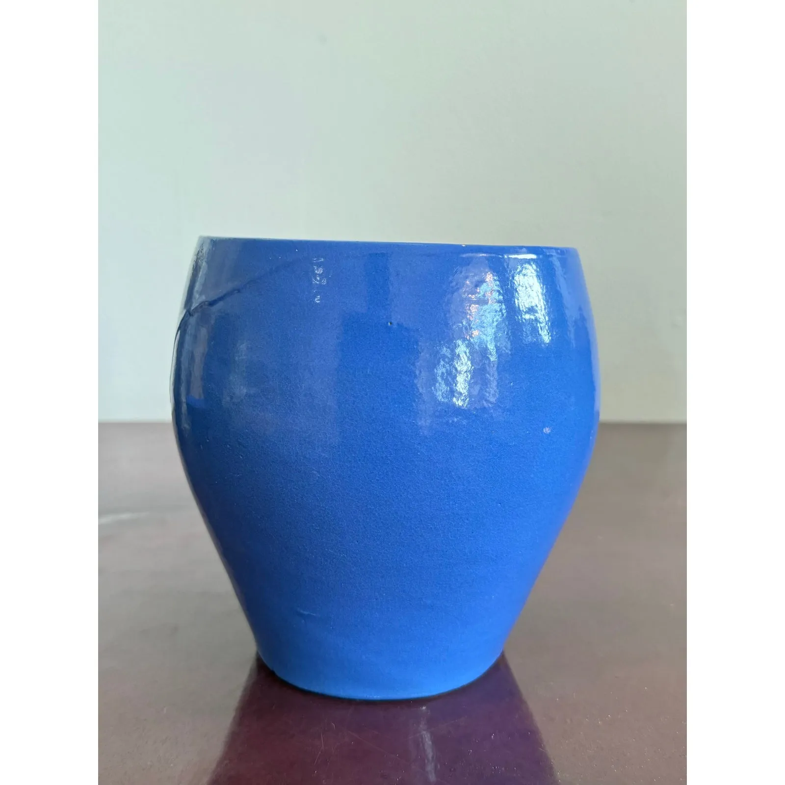 Vintage Boho Electric Blue Studio Pottery Vase — additional photo 2