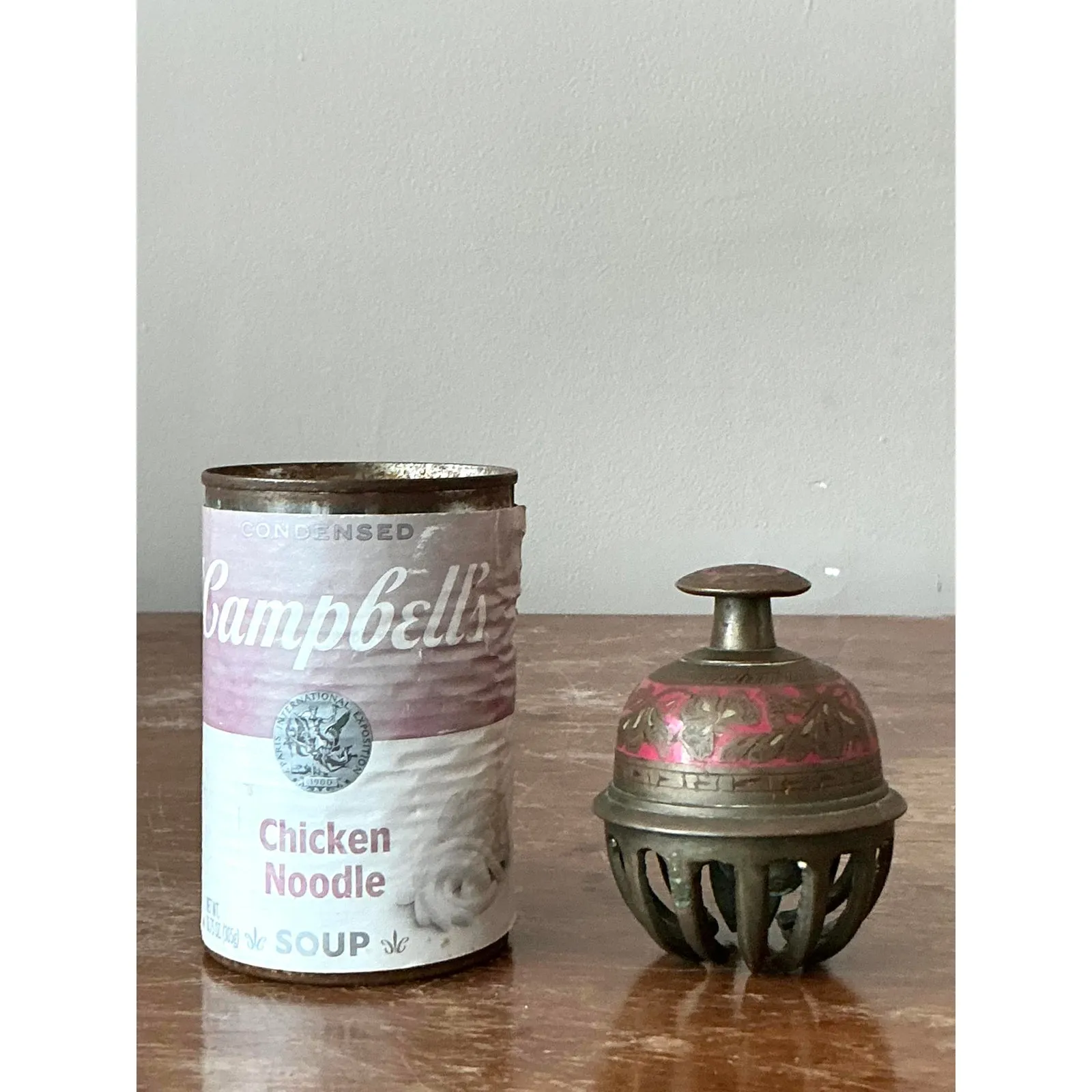 Vintage Boho Engraved Brass Bell — additional photo 2