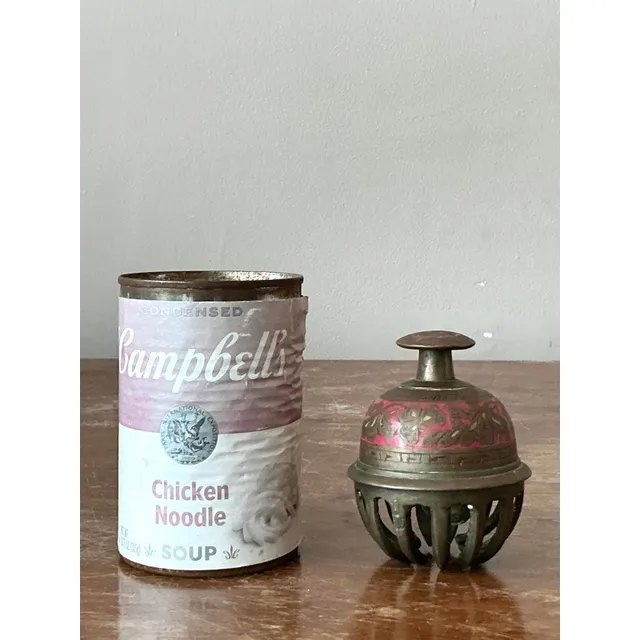 Vintage Boho Engraved Brass Bell — additional photo 2