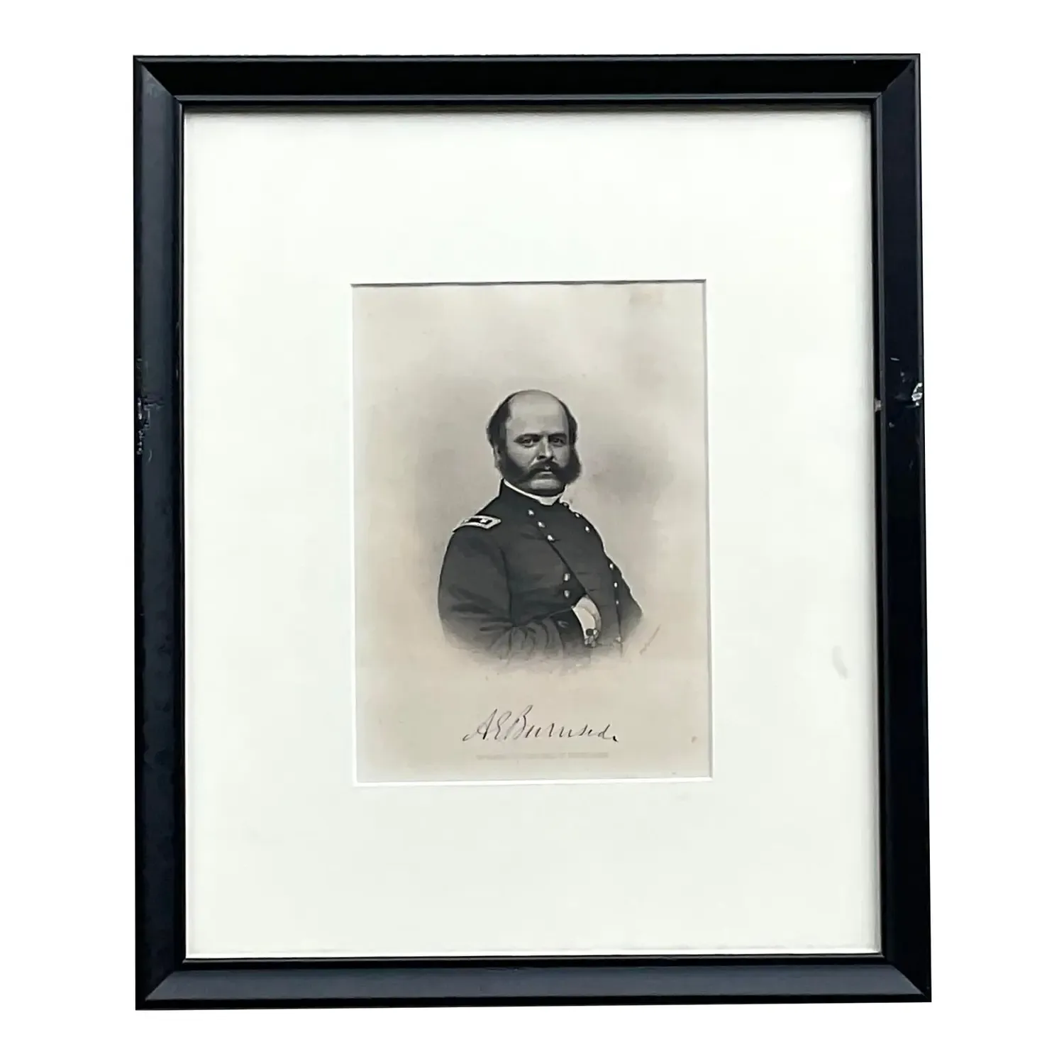 Vintage Boho Engraving Print of Military Man, Framed — additional photo 1