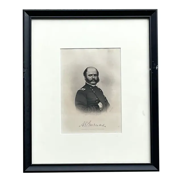 Vintage Boho Engraving Print of Military Man, Framed — additional photo 1