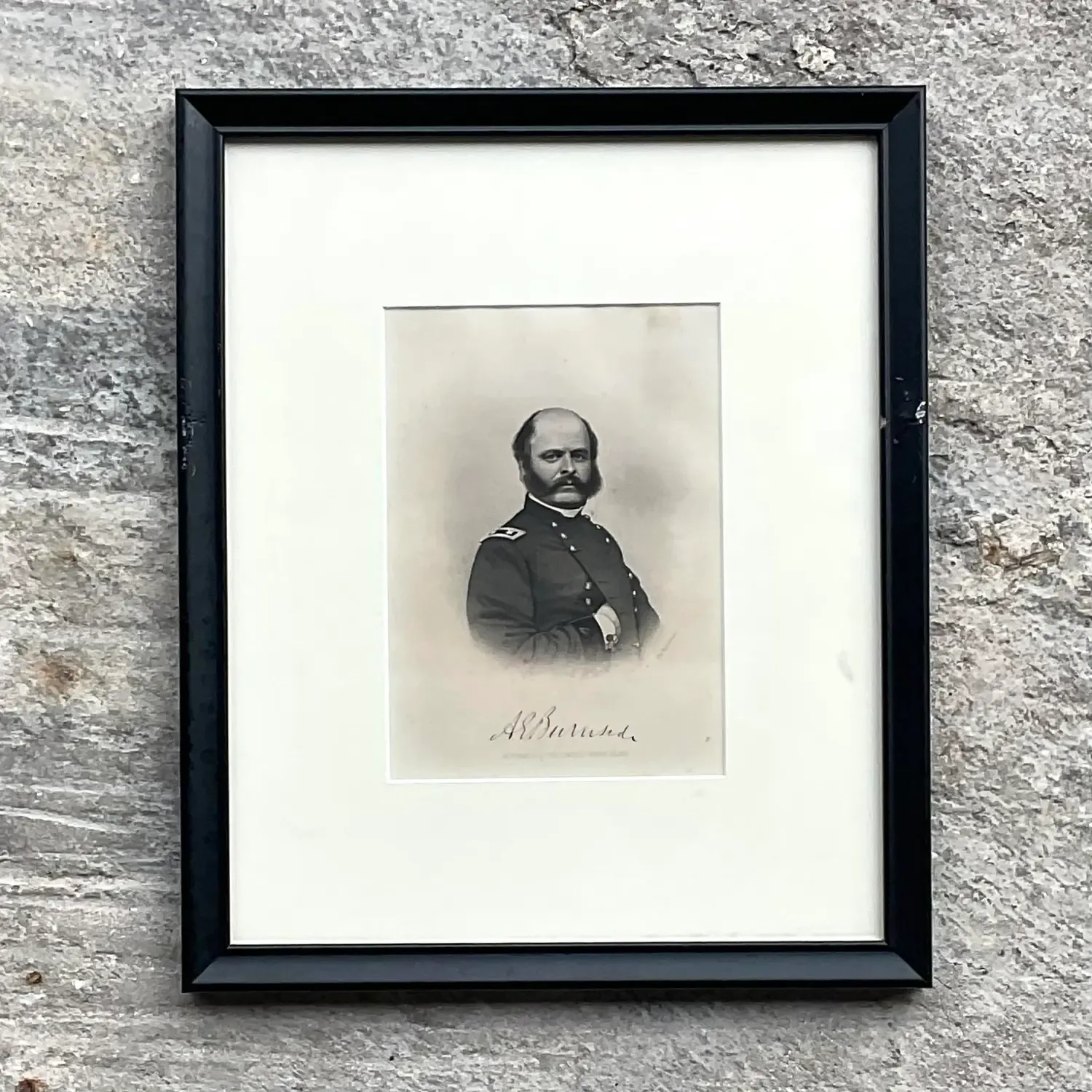 Vintage Boho Engraving Print of Military Man, Framed — additional photo 2