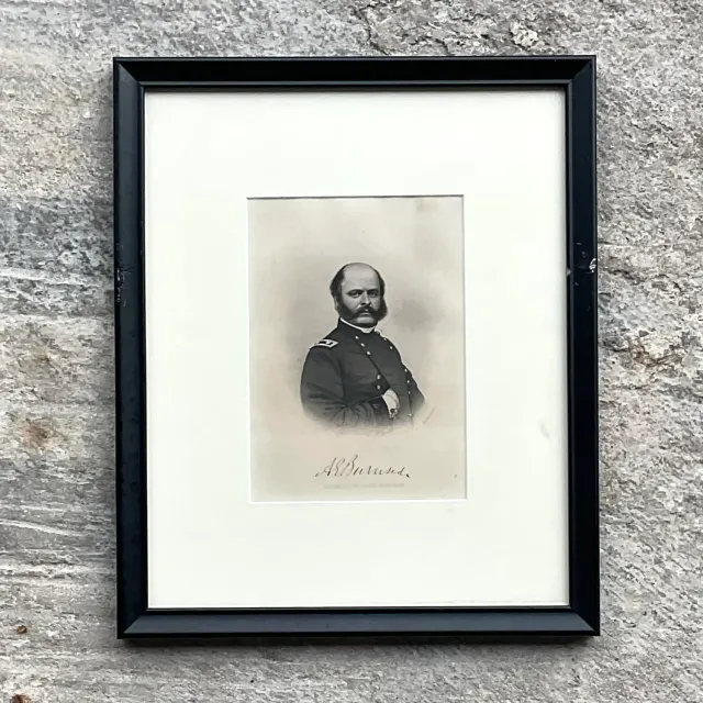 Vintage Boho Engraving Print of Military Man, Framed — additional photo 2