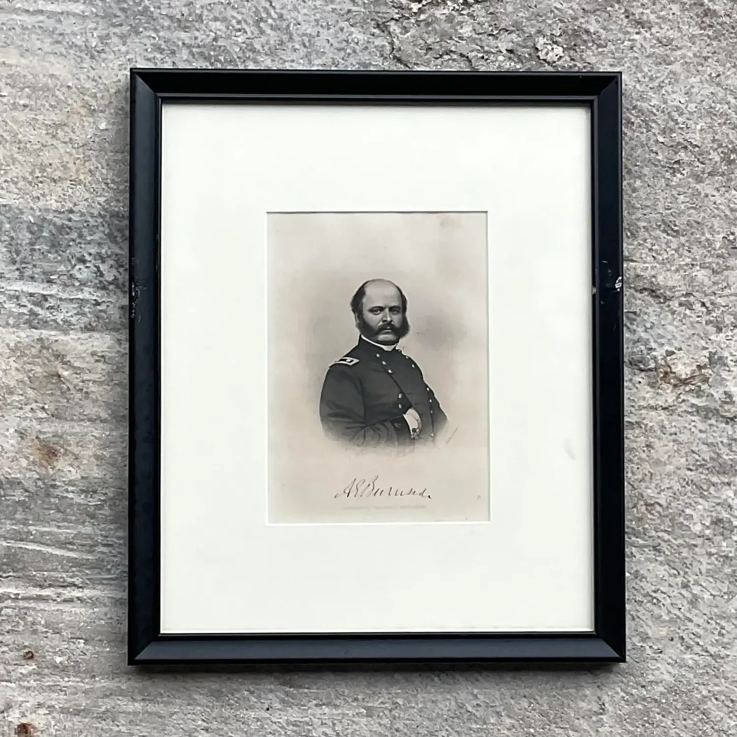 Vintage Boho Engraving Print of Military Man, Framed — additional photo 3