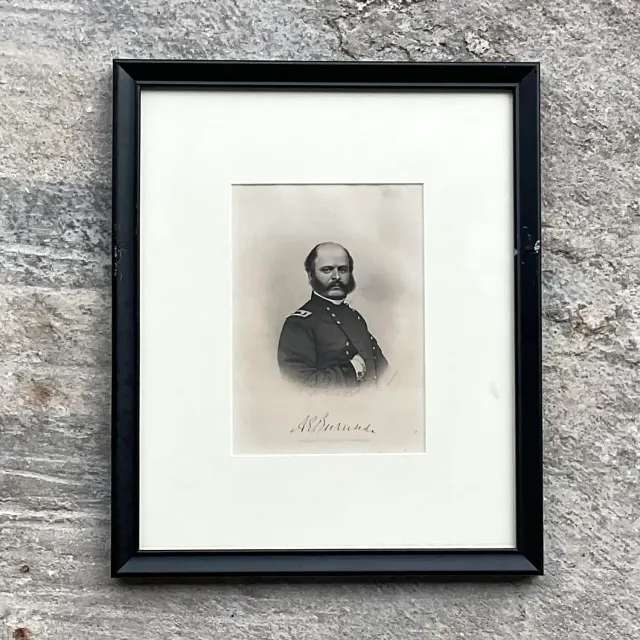 Vintage Boho Engraving Print of Military Man, Framed — additional photo 3