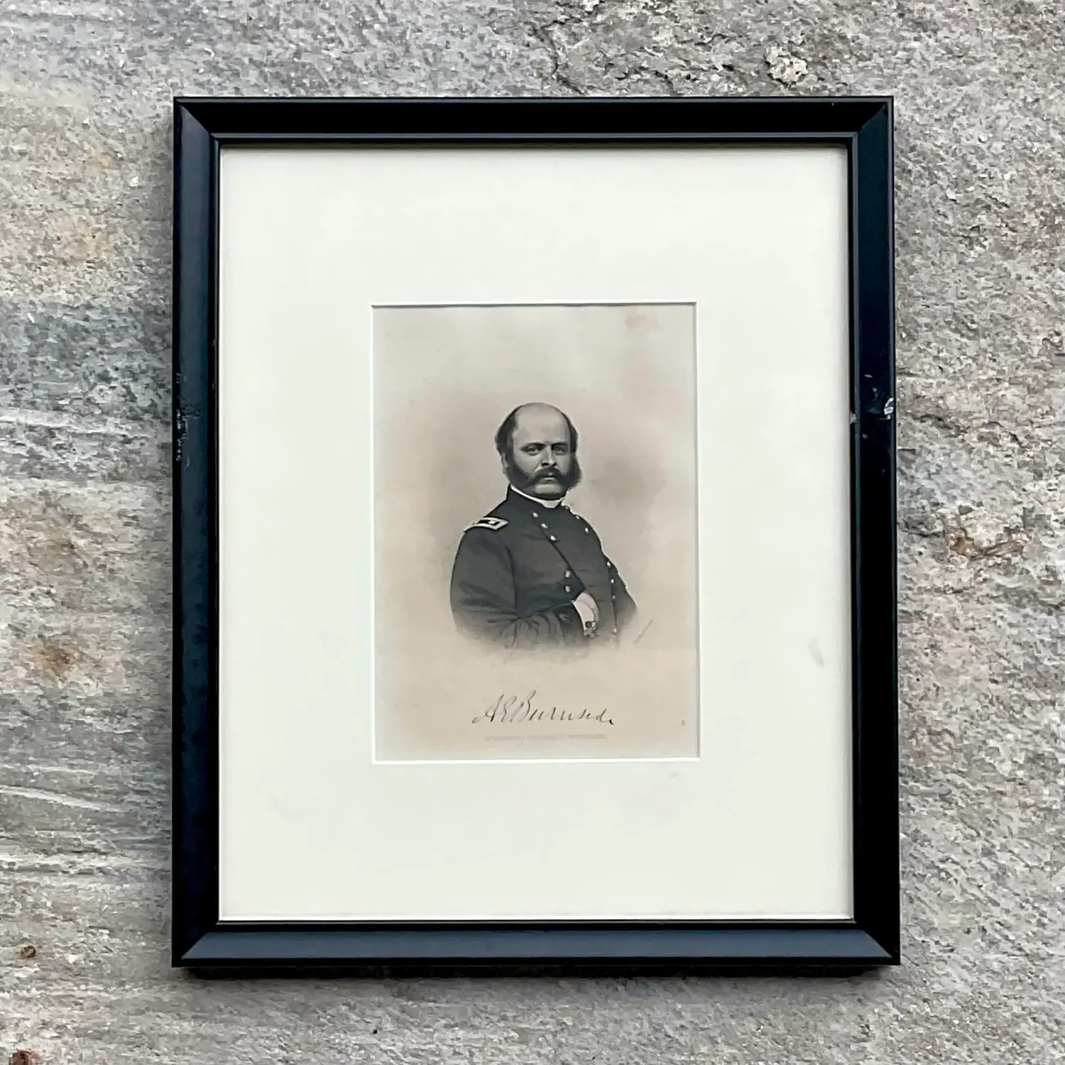 Vintage Boho Engraving Print of Military Man, Framed — additional photo 4