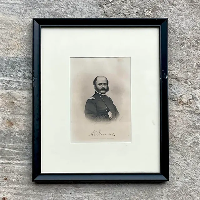 Vintage Boho Engraving Print of Military Man, Framed — additional photo 4