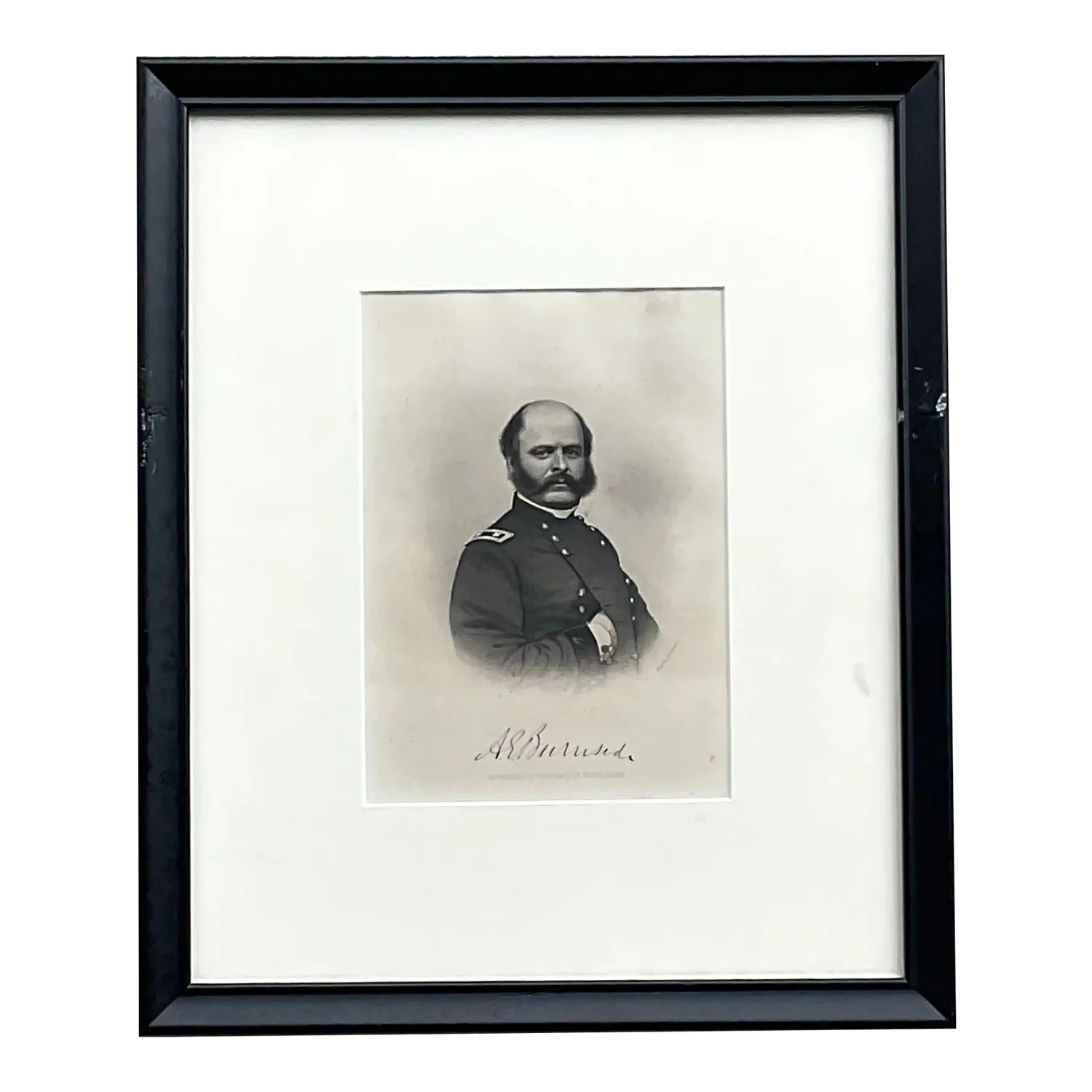 Vintage Boho Engraving Print of Military Man, Framed — additional photo 5