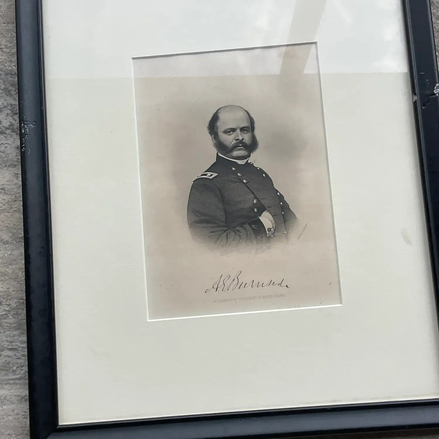 Vintage Boho Engraving Print of Military Man, Framed — additional photo 6