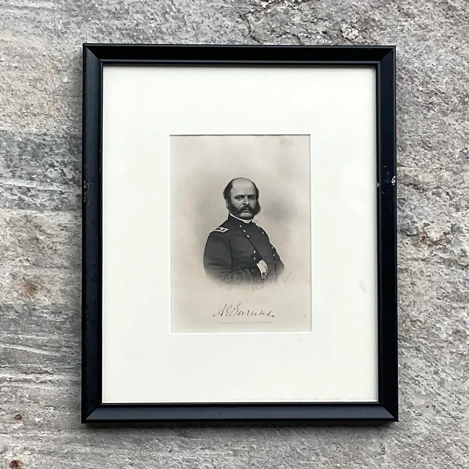 Vintage Boho Engraving Print of Military Man, Framed — additional photo 7