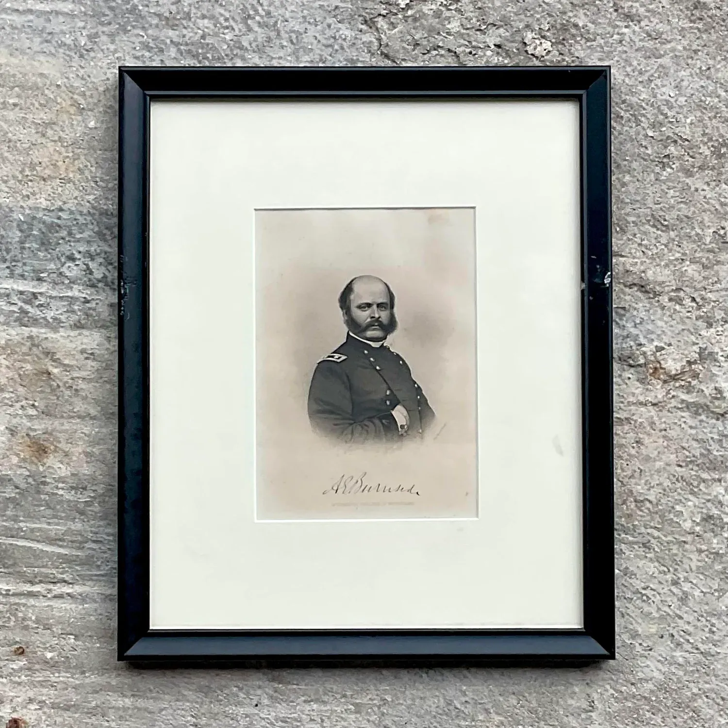 Vintage Boho Engraving Print of Military Man, Framed — additional photo 8