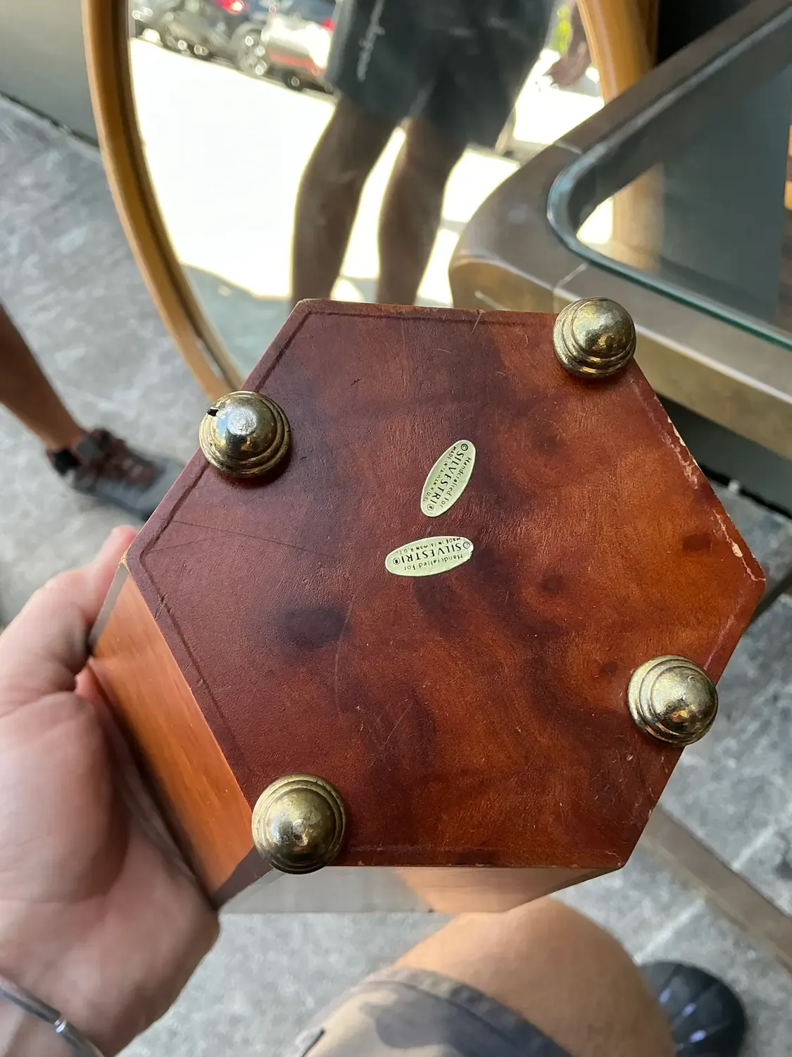 Vintage Boho Faceted Burl Wood Lidded Box — additional photo 6