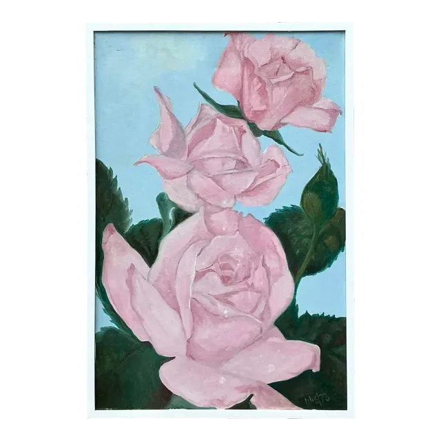 Vintage Boho Floral Original Oil Painting on Canvas — additional photo 2