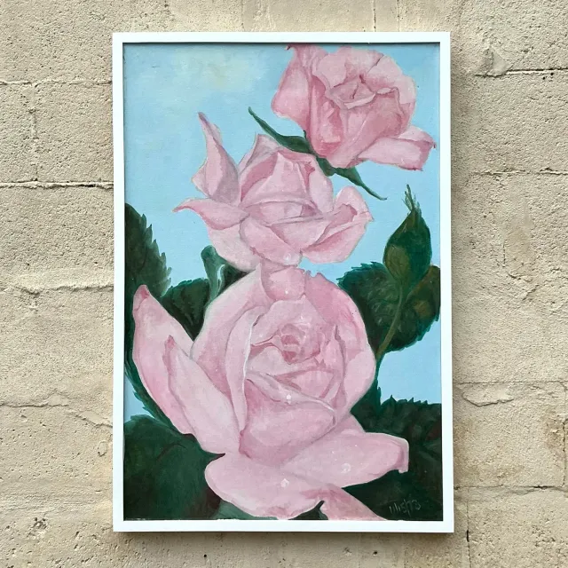 Vintage Boho Floral Original Oil Painting on Canvas — additional photo 4