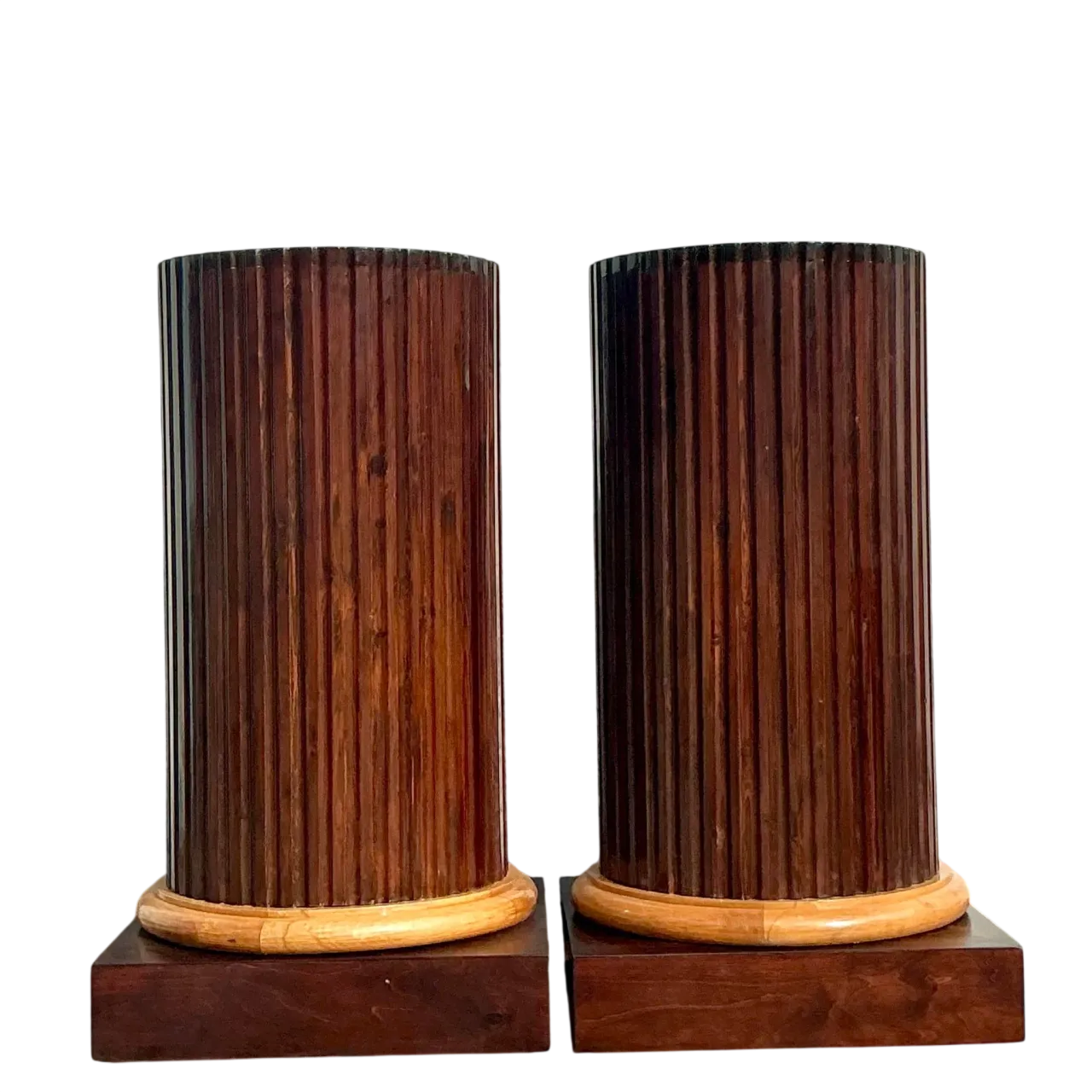 Vintage Boho Fluted Column Pedestals - a Pair