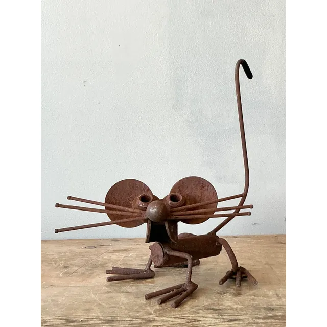 Vintage Boho Found Object Metal Mouse — additional photo 1