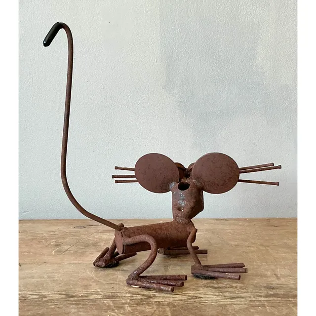 Vintage Boho Found Object Metal Mouse — additional photo 2