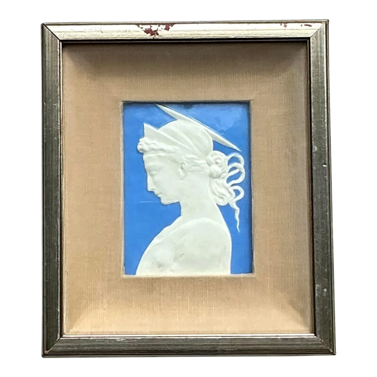 Vintage Boho Framed Ceramic Profile Relief