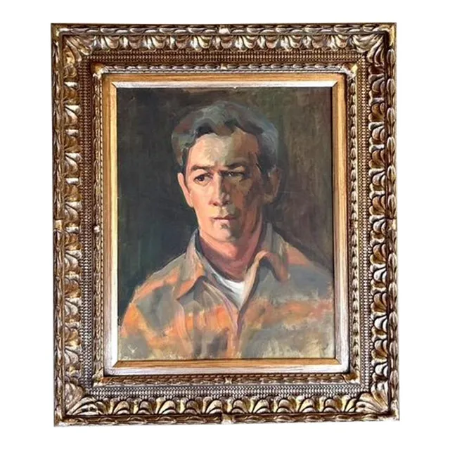 Vintage Boho Framed Original Portrait on Canvas — additional photo 2