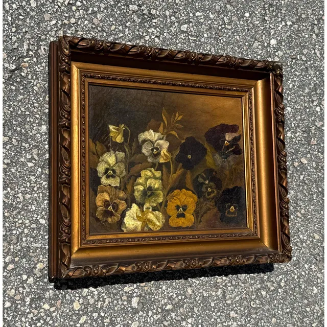 Vintage Boho Framed Still Life Oil on Canvas — additional photo 2