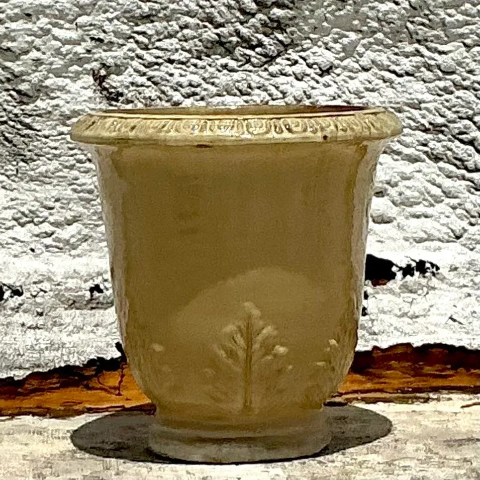 Vintage Boho French Glazed Ceramic Planter — additional photo 3