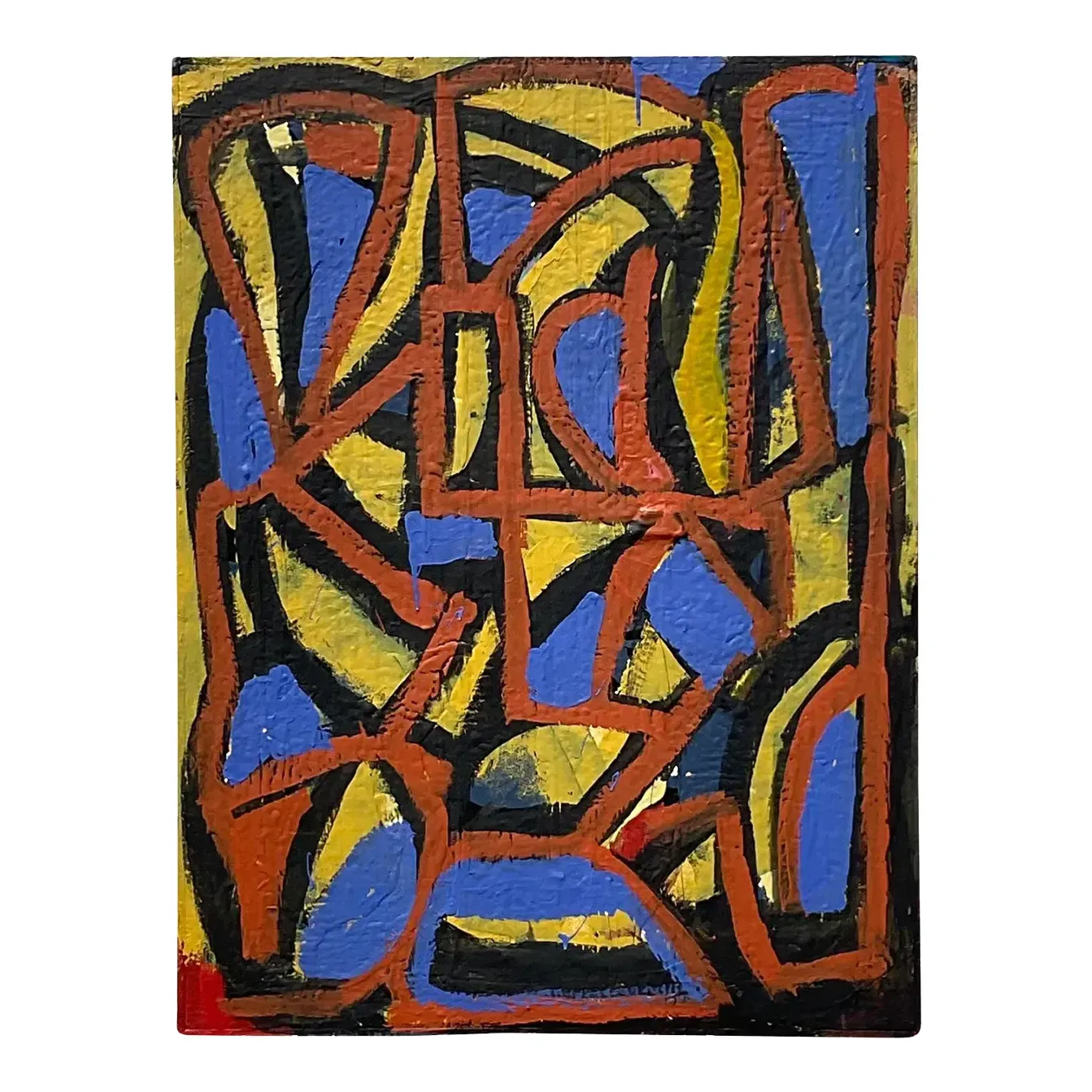 Vintage Boho Geometric Abstract Oil on Canvas — additional photo 4