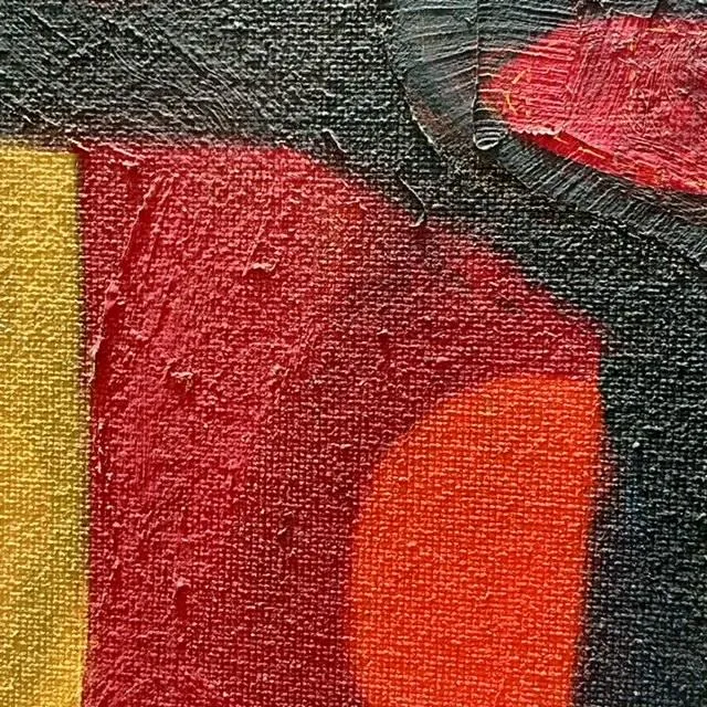 Vintage Boho Geometric Abstract Oil Painting on Board — additional photo 2