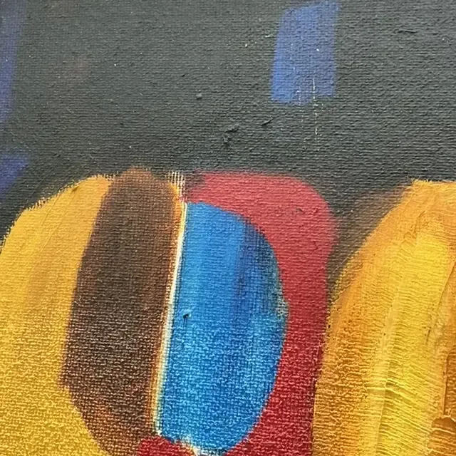 Vintage Boho Geometric Abstract Oil Painting on Board — additional photo 4