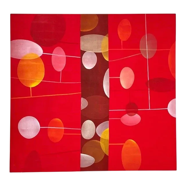 Vintage Boho Geometric Abstract Oil Painting on Canvas - Oil Paint, 78W x 74H — additional photo 1