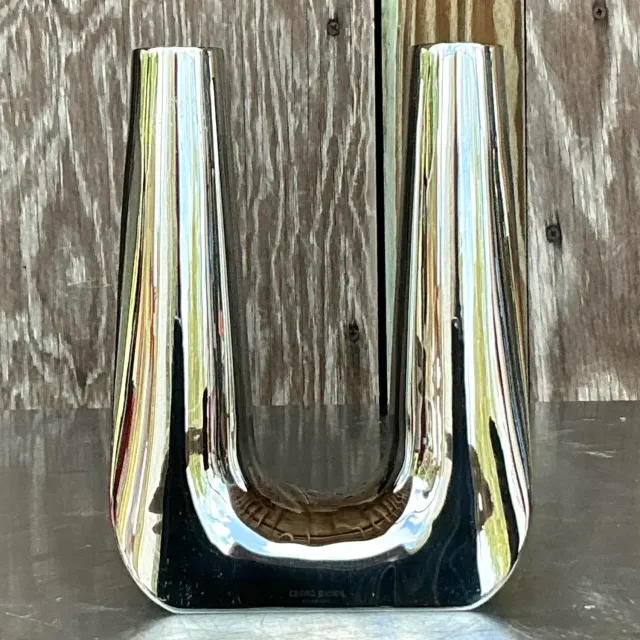 Vintage Boho George Jensen Stainless Steel Candlestick — additional photo 4