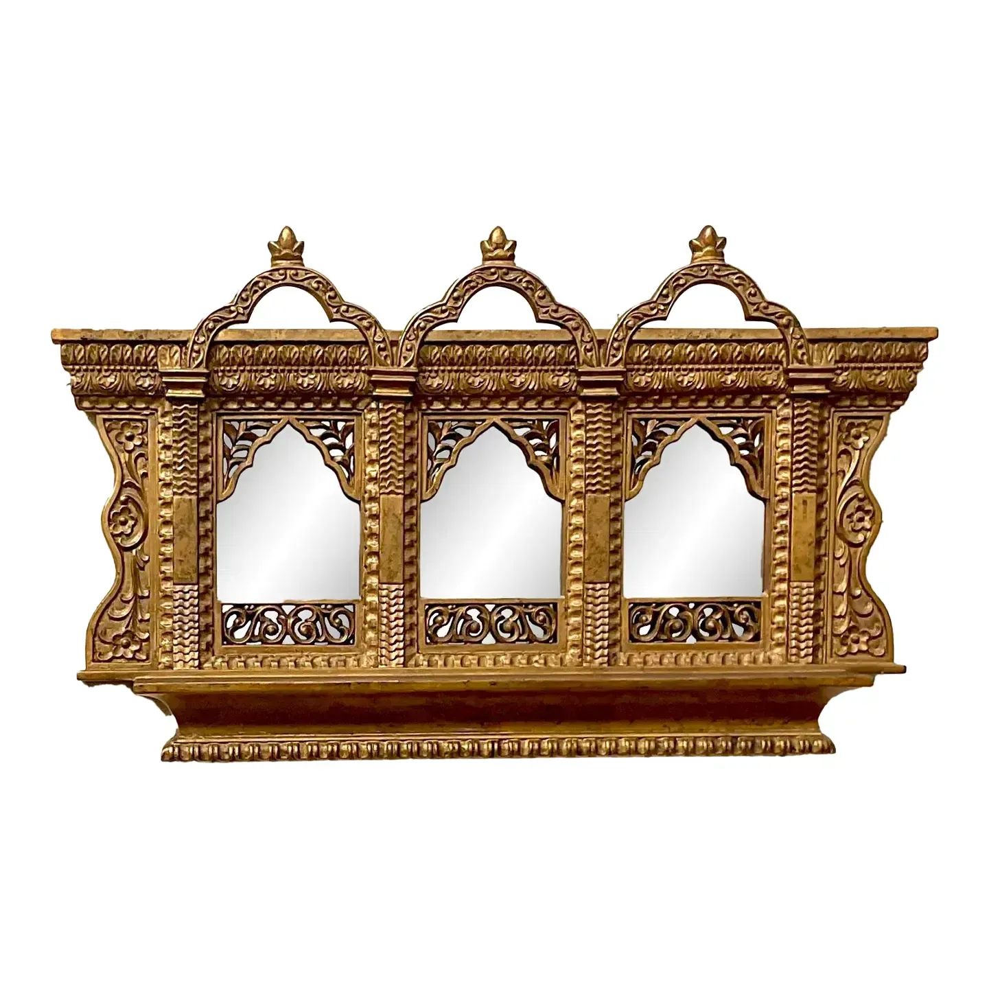 Vintage Boho Gilt Temple Wall Mirror — additional photo 1